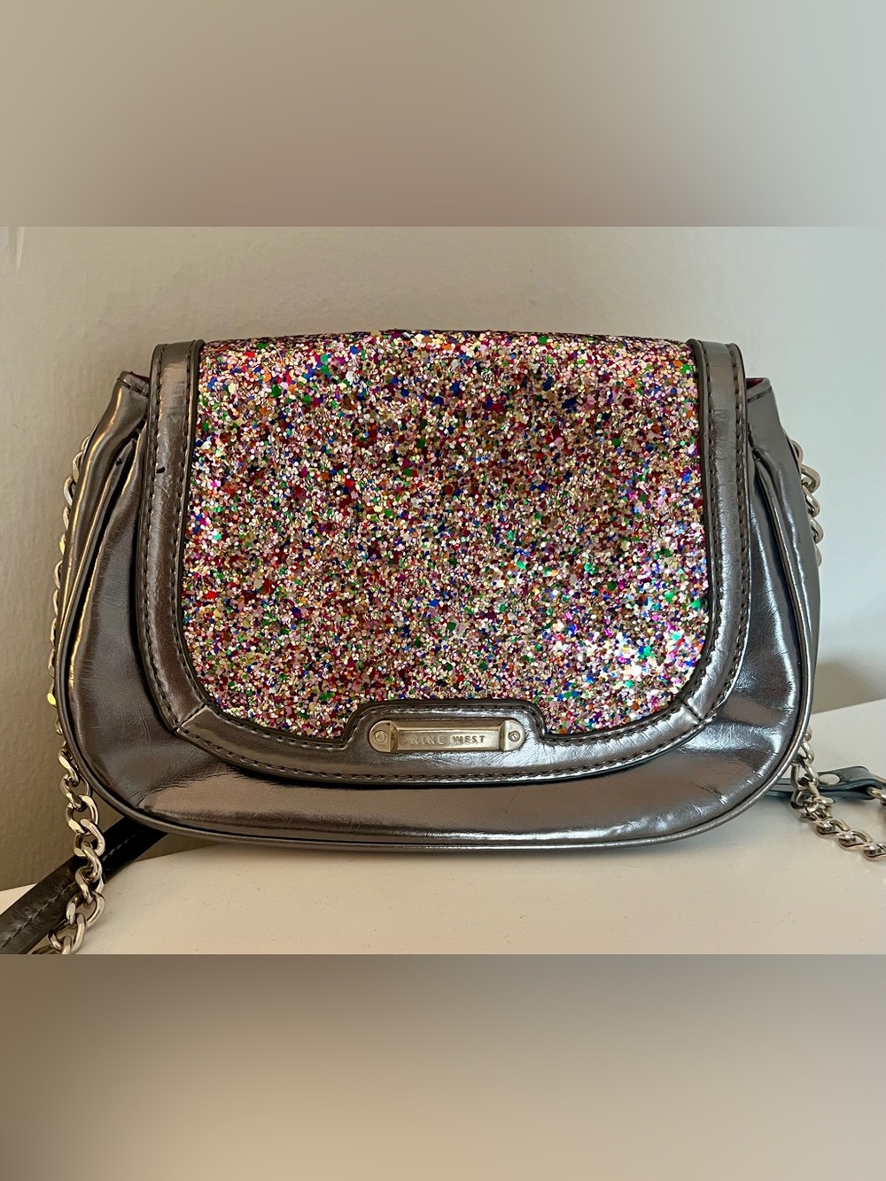 Nine West Multicolor Glitter Metallic Crossbody Bag
